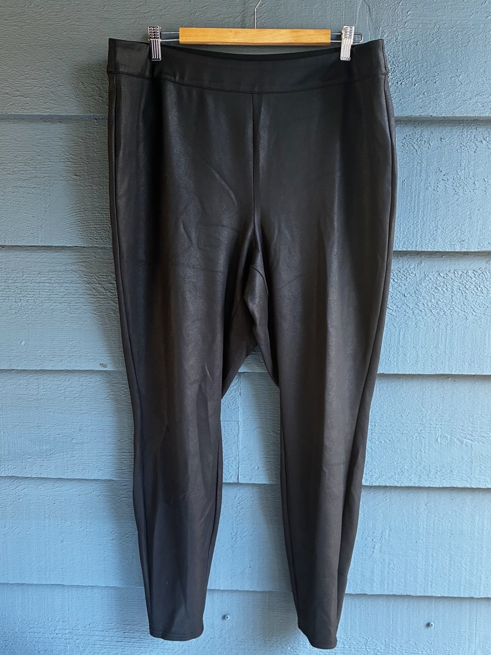 Lane Bryant Black Faux Leather Pull On Pants